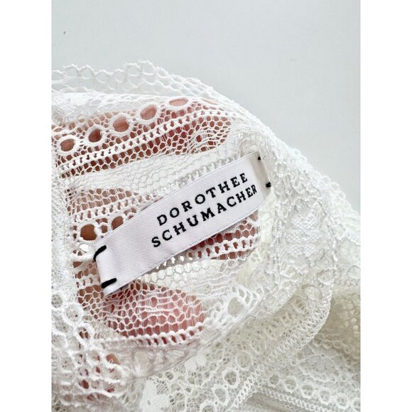 DOROTHEE SCHUMACHER White Sheer Lace High Neck Sleeveless Blouse Top, Size 3/L - Picture 10 of 13